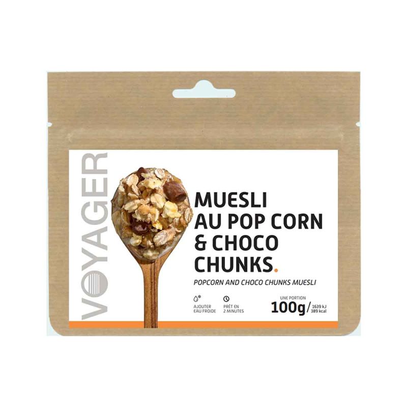 Muesli with popcorn and choco chunks