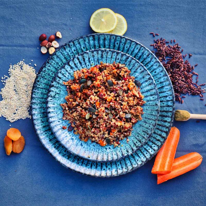 Red rice and quinoa salad