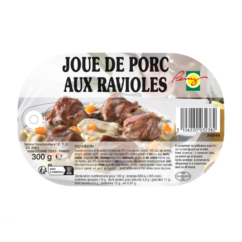 Pork cheeks with ravioli