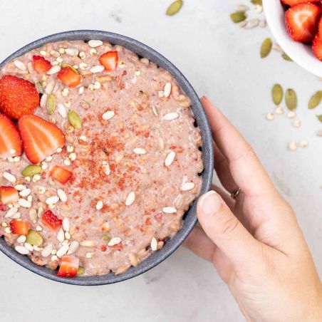 Strawberry rice soufflé