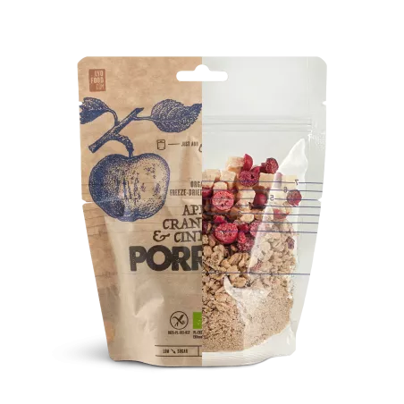 Organic apple, cranberry and cinnamon porridge