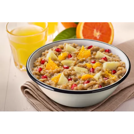 Rice porridge with coconut and tropical fruits