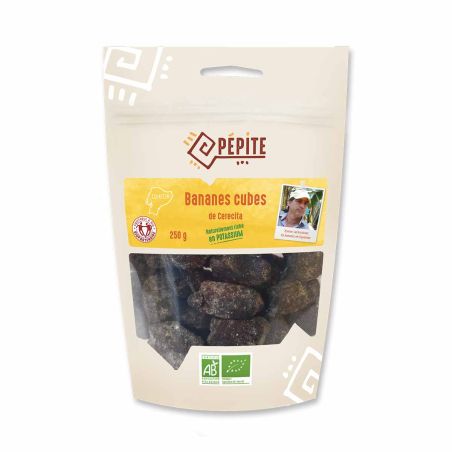 Organic dried banana cubes