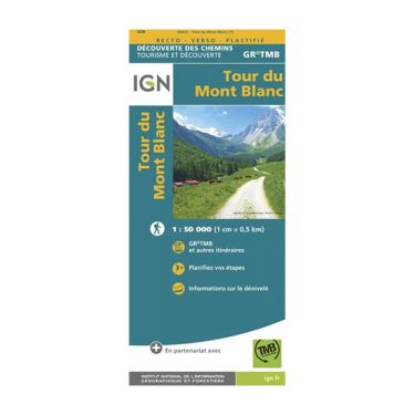 Laminated map IGN - GR TMB - Tour du Mont Blanc