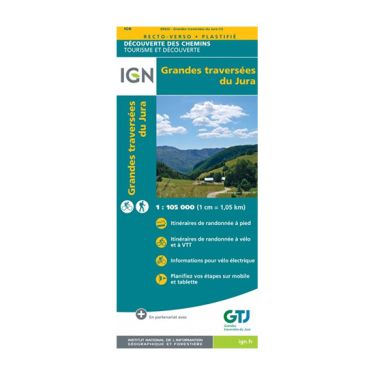 Laminated map IGN - Grandes traversées du Jura