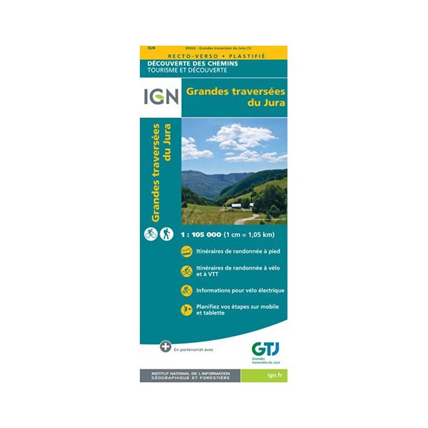 Laminated map IGN - Grandes traversées du Jura