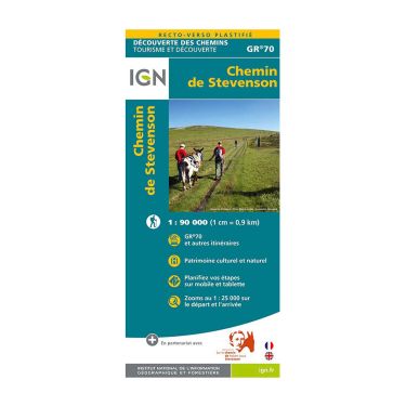 Laminated map IGN - GR70 - Chemin de Stevenson