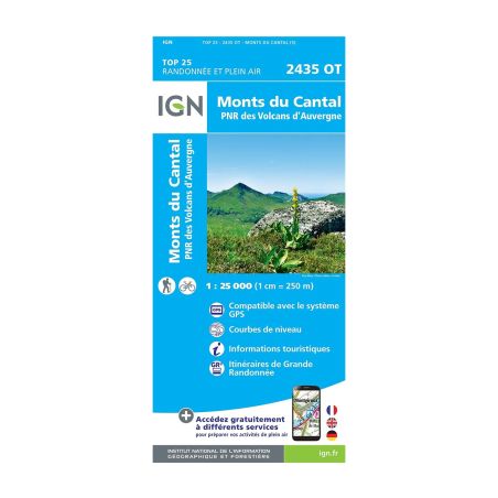 Laminated map IGN - Volcans d'Auvergne