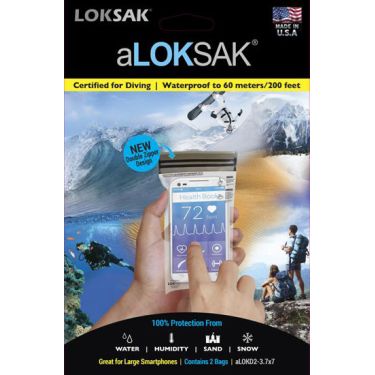 aLoksak waterproof bags for smartphone x 2 - 8.5 x 15.9 cm