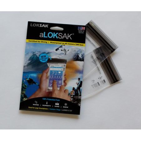 aLoksak waterproof bags for smartphone x 2 - 8.5 x 15.9 cm