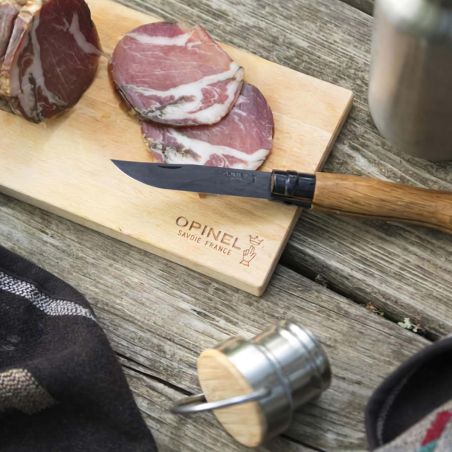 Opinel Knife n°8 Black - Tradition 8.5 cm - Black stainless steel, oak